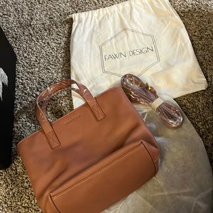 New Fawn Design The Mini Tote in dusty rose wrapped hardware and straps clean